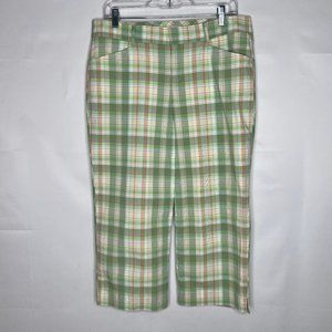 Dockers Golf Women’s Pants Size 10 Green & Peach Plaid Cropped Capri Pockets